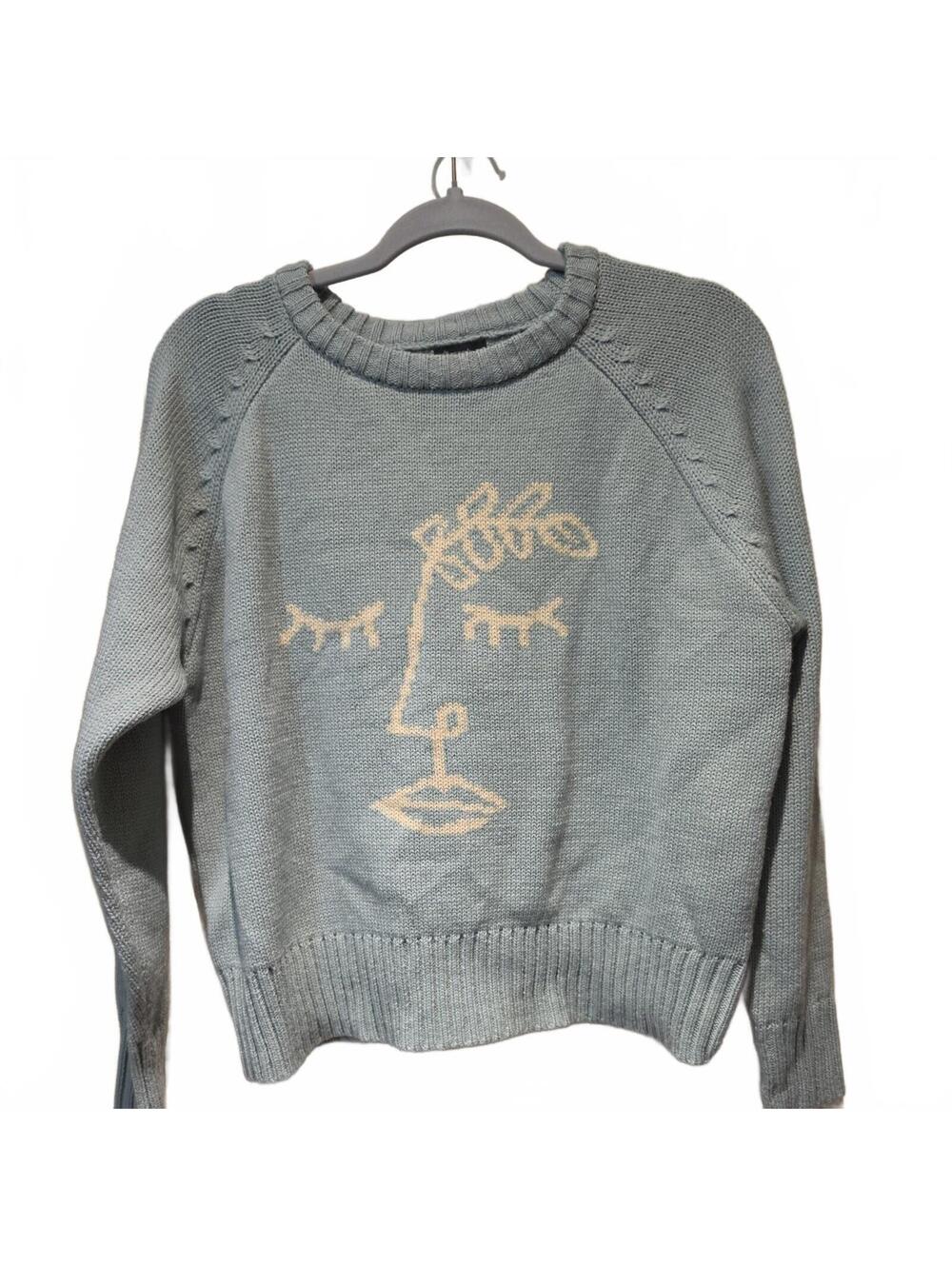 Pacsun desert dreamer green boho style Crewneck sweater face women size small
